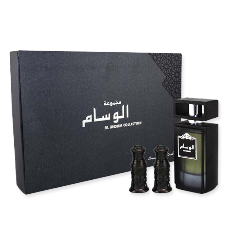 Arabian Oud 5-Piece Al Wisam Collection Gift Set Unisex, Maajoun Al Arabia 50gm, Royal Mabthooth 40gm, Musk 4gm, Sultan 4gm EDP, 1 Spray Vial