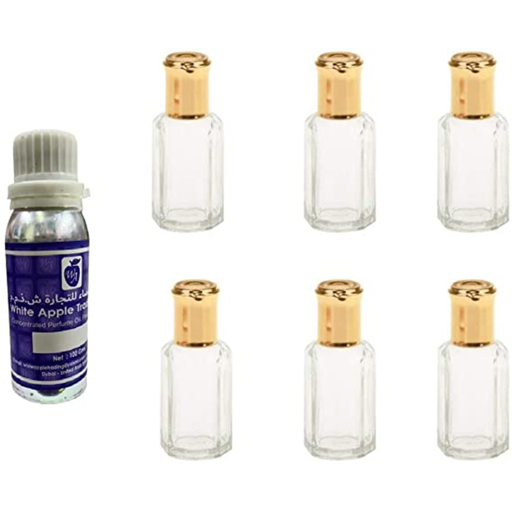 White Apple Rose Mary Attar Set Unisex, 100ml Attar & 6 x 12ml Bottles (Free)