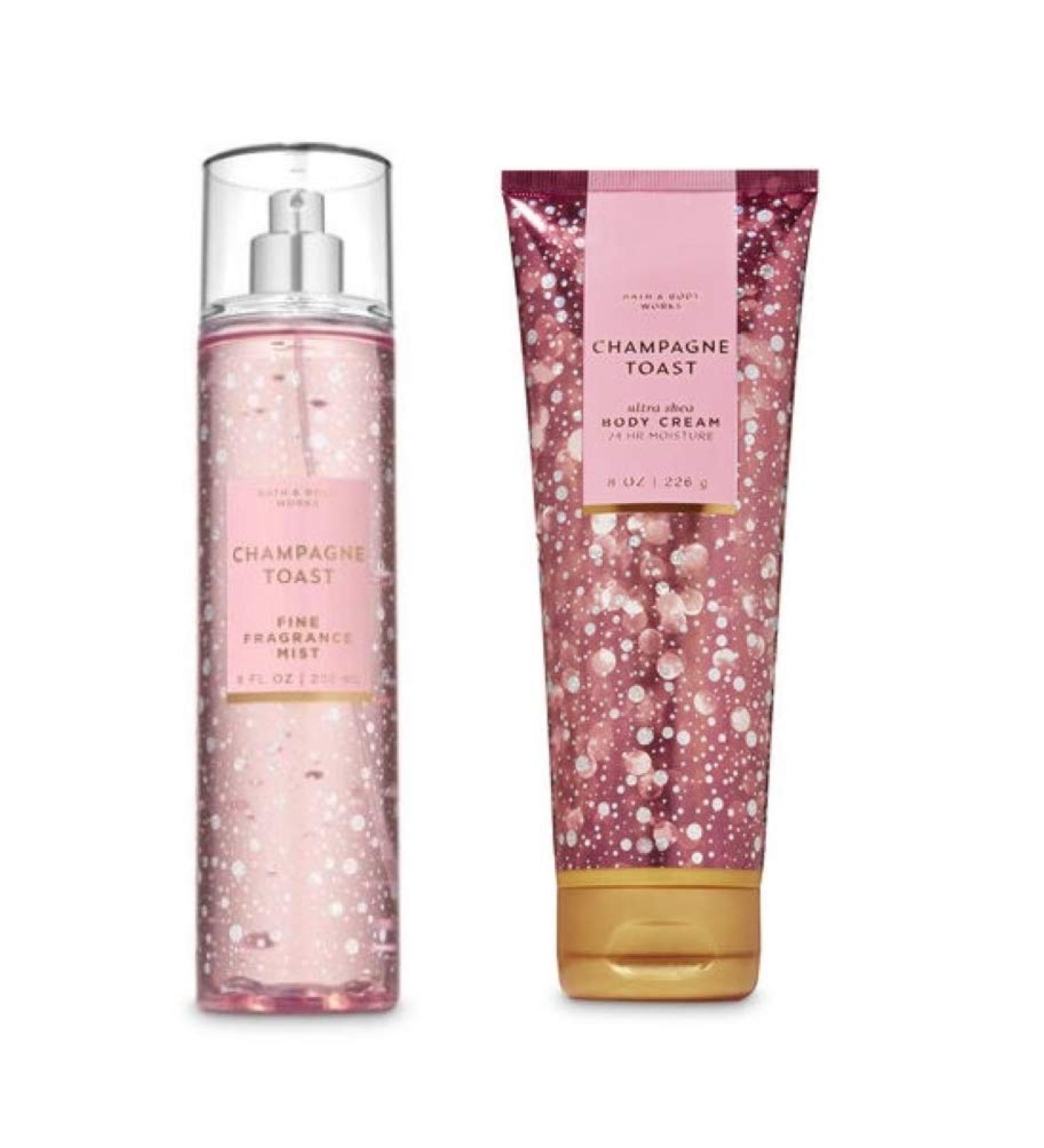 Bath & Body Works 2-Piece Set for Women Champagne Toast Fine Fragrance Mist & Ultra Shea Body Cream
