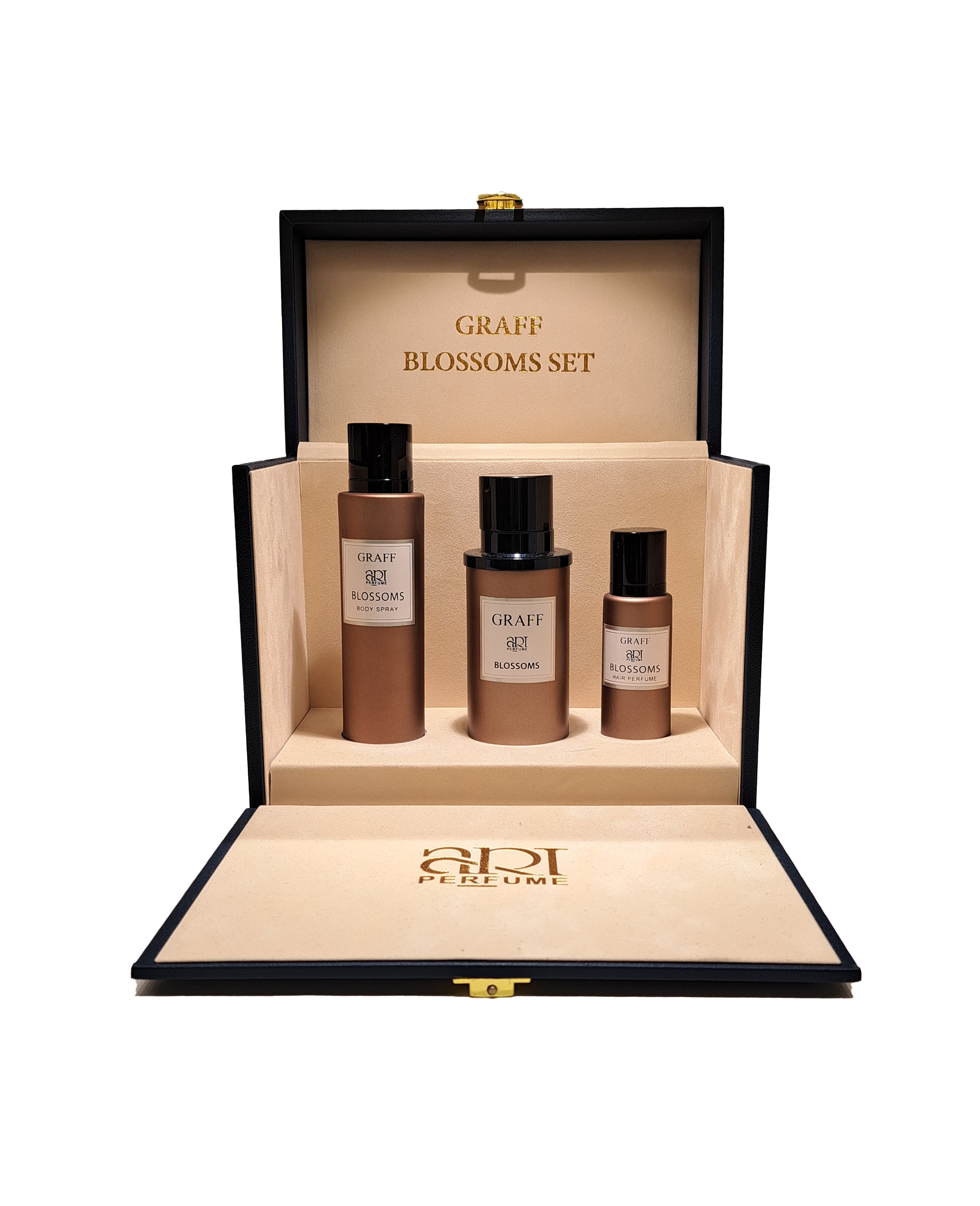 GRAFF ART PERFUME BLOSSOMS SET 3PCS PERFUME,BODY SPRAY,HAIR MIST