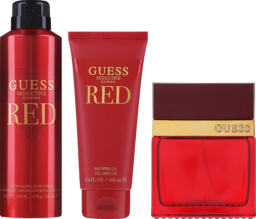 Guess 2-Piece Seductive Red Homme Gift Set for Men, 100ml EDT, 200ml EDT