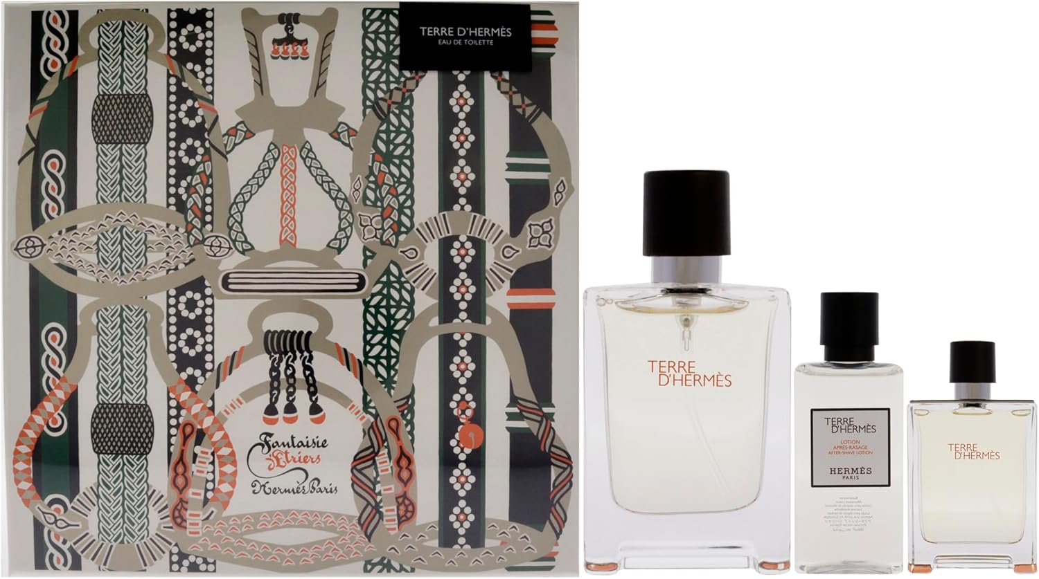 Hermes 3-Piece Terre d’Hermes Intense Vetiver Gift Set for Men, 100ml EDT, 12.5ml EDT Mini, 40ml After Shave Balm