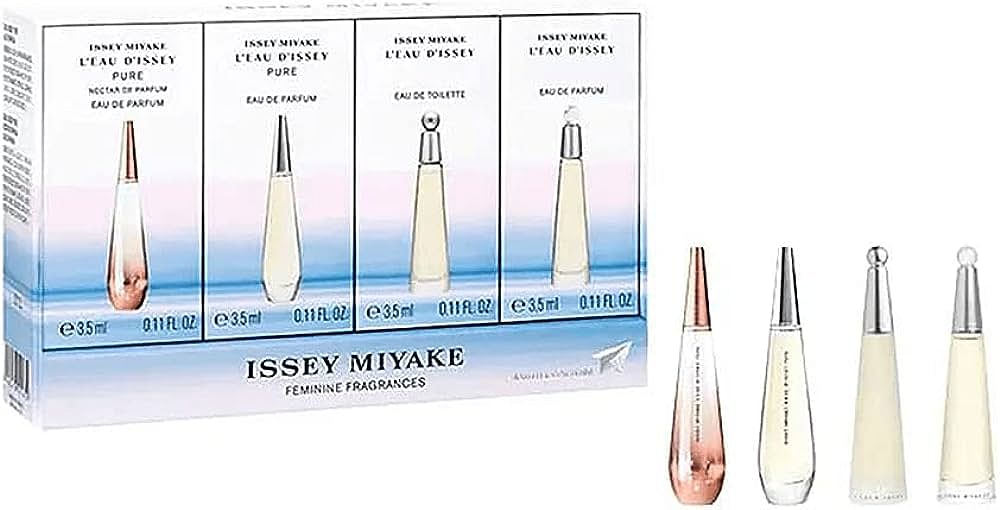 Issey Miyake Miniature Gift Set for Women, 3.5ml L'eau D'issey Nectar, 3.5ml Pure, 3.5ml L'eau D'issey EDT, 3.5ml L'eau D'issey EDP